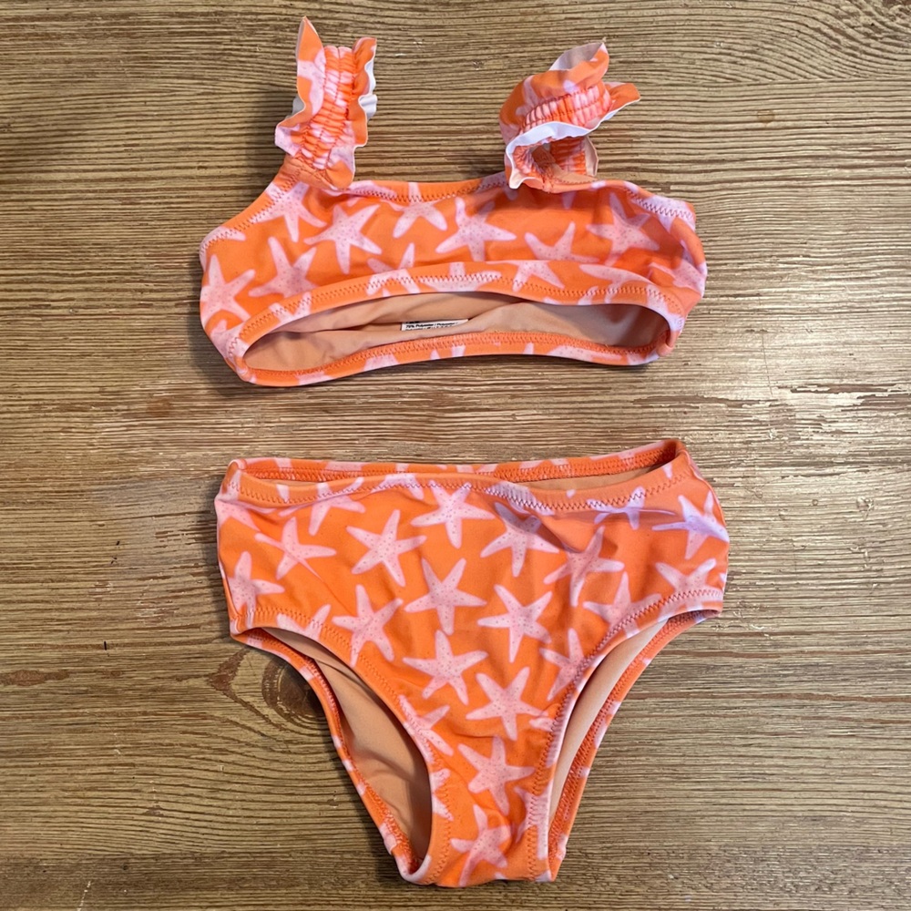 Crewcuts Orange and Pink Starfish Bikini